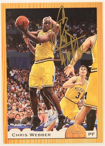 1993 Chris Webber Michigan Wolverines Signed Classic Basketball Trading Card (JSA)