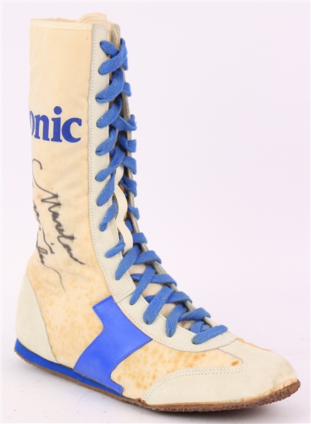 1980s Marvin Hagler World Middleweight Champion Signed Boxing Fight / Exhibition Worn Etonic Boxing Boot (MEARS LOA/JSA)