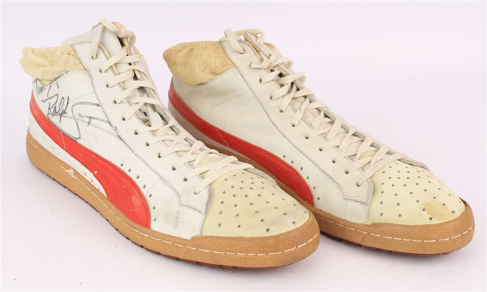 1983-85 Ralph Sampson Houston Rockets Signed Puma Game Worn Sneakers (MEARS LOA/JSA)
