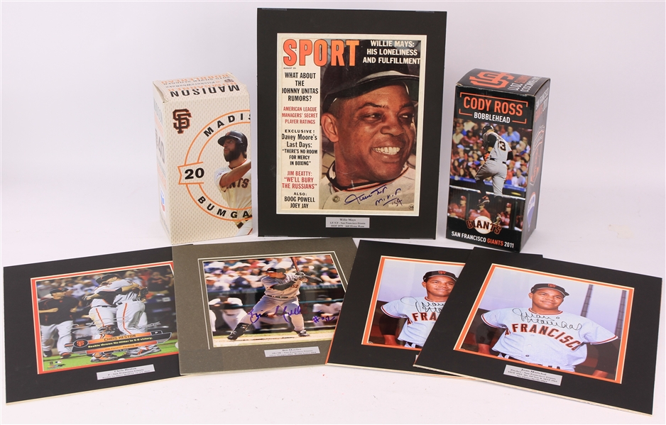 2000s-10s San Francisco Giants Memorabilia Collection - Lot of 7 w/ Willie Mays Signed Magazine, Juan Marichal Signed Photos, MIB Bobbleheads & More (JSA)