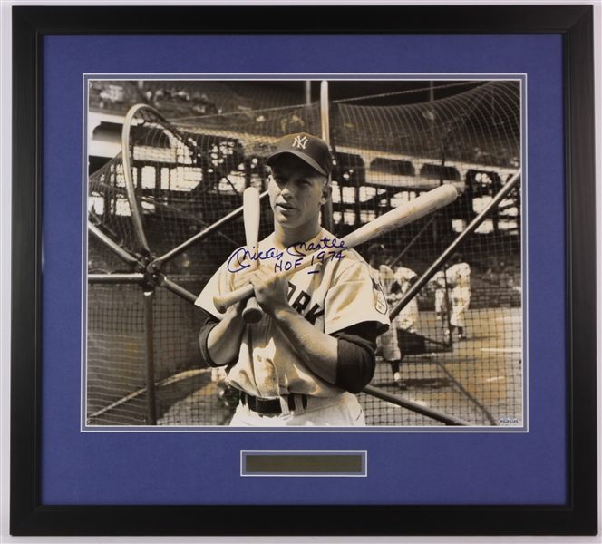 1990s Mickey Mantle New York Yankees Signed 24" x 27" Framed Photo (JSA/Upper Deck)