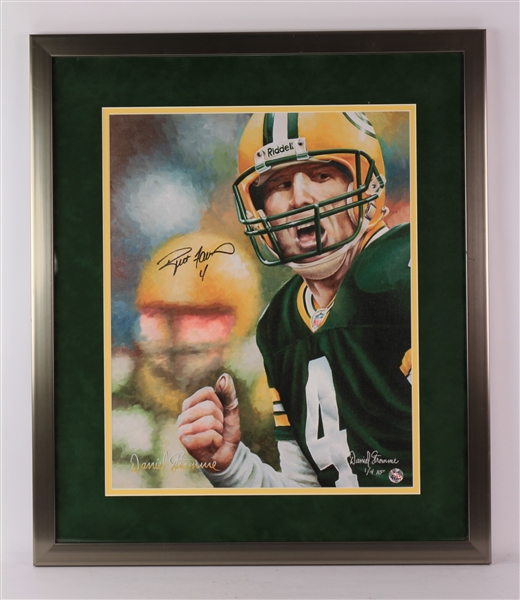 2000s Brett Favre Green Bay Packers Signed 24" x 28" Framed Lithograph (Brett Favre Hologram) 1/4 AP