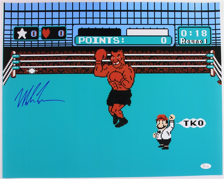 2000s Mike Tyson World Heavyweight Champion Signed 16" x 20" Mike Tysons Punch-Out Photo (*JSA*)