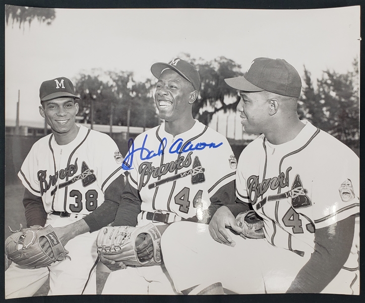 1950s Hank Aaron Milwaukee Braves 8" x 10" Photo Signed (JSA)
