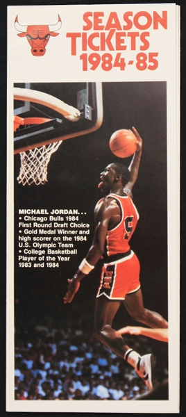 1984-85 Michael Jordan Chicago Bulls Rookie Season Ticket Brochure