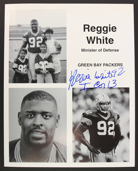 1994 Reggie White Green Bay Packers Signed 8" x 10" Minister of Defense Fan Club Photo (JSA) 