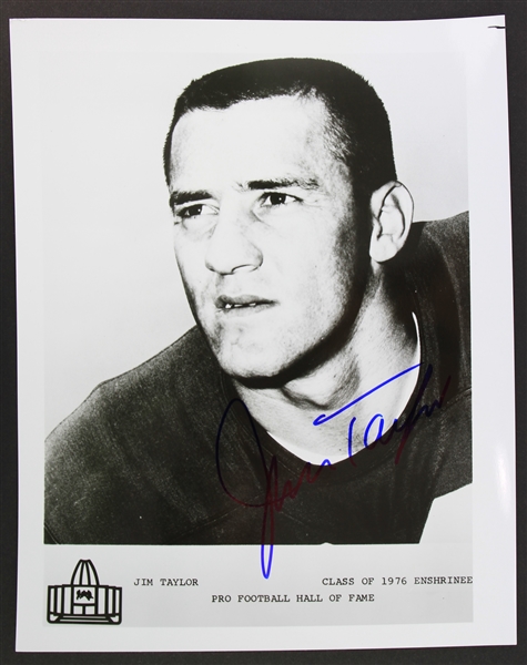 1976 Jim Taylor Green Bay Packers Signed 8" x 10" Hall of Fame Enshrinee Photo (JSA)