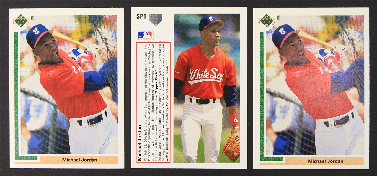 1991 Michael Jordan Chicago White Sox Upper Deck Baseball Trading Cards - Lot of 3