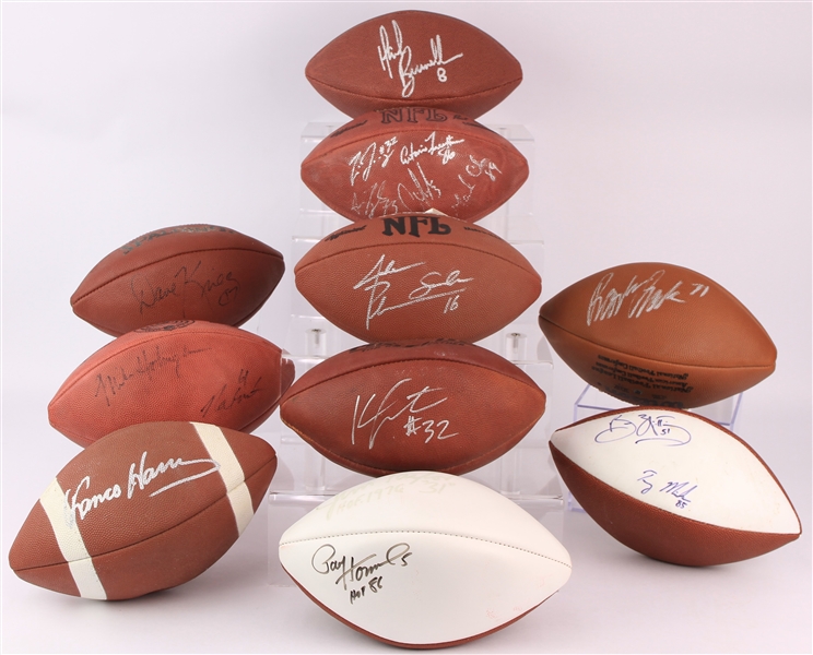 1990s-2000s Green Bay Packers Wisconsin Badgers Signed & Facsimile Signed Football Collection - Lot of 14