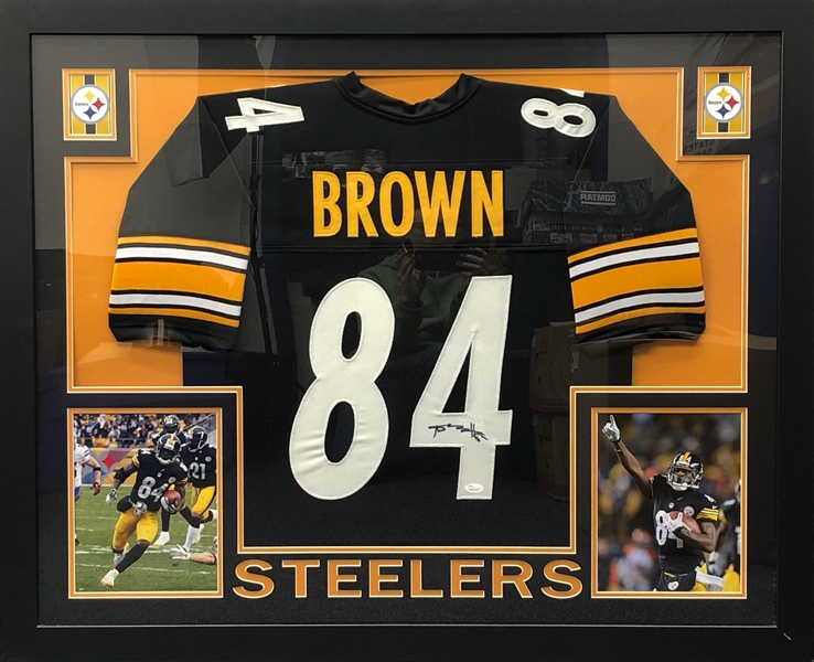 2000s Antonio Brown Pittsburgh Steelers 36" x 44" Framed Signed Jersey Display (*JSA*)