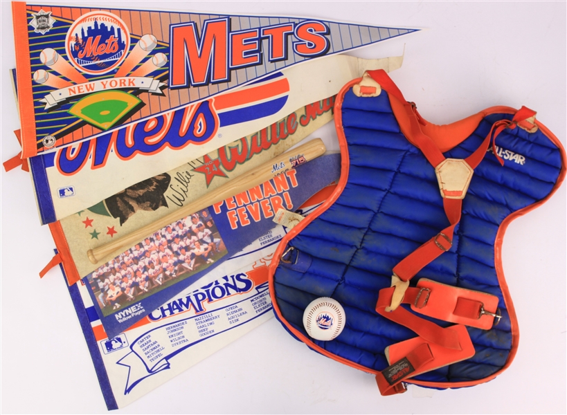 1970s-2000s New York Mets Memorabilia Collection - Lot of 48 w/ Wristbands, Chest Protector, Pennants & More (MEARS LOA/METS Employee LOA)