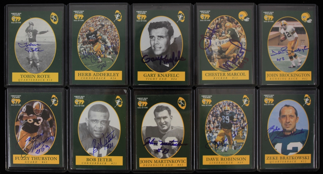 1998-2005 Green Bay Packers Signed Hall of Fame Football Trading Cards - Lot of 20 w/ Tony Canadeo, Paul Hornung, Fuzzy Thurston & More (JSA)