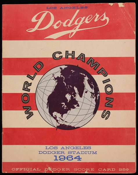 1964 Los Angeles Dodgers Cincinnati Reds Dodger Stadium Game Program
