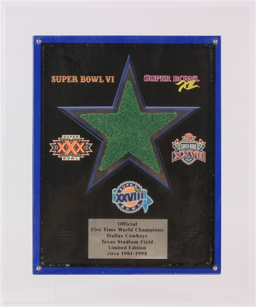 1981-95 Dallas Cowboys Five Time World Champions 12" x 15" Texas Stadium Field Display