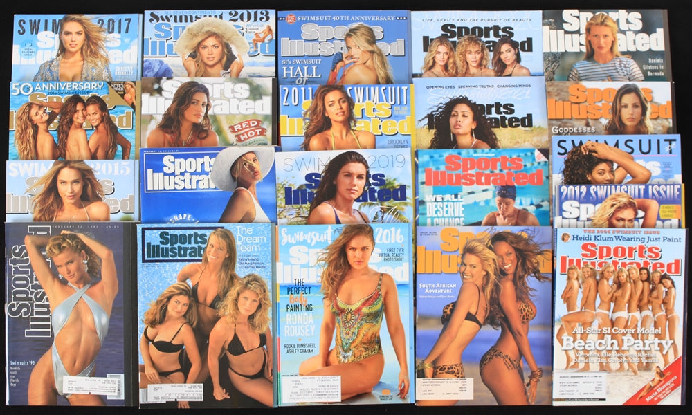 1920s-2000s Baseball Football Americana Publication Collection - Lot of 64 w/ Super Bowl Programs, Swimsuit Issues, Whos Who in Baseball & More