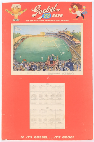 1954-55 Goebel Beer 18" x 27" The Polo Grounds Calendar Broadside 