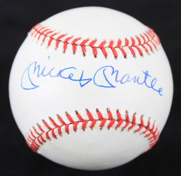 1990-92 Mickey Mantle New York Yankees Signed OAL Brown Baseball (JSA)
