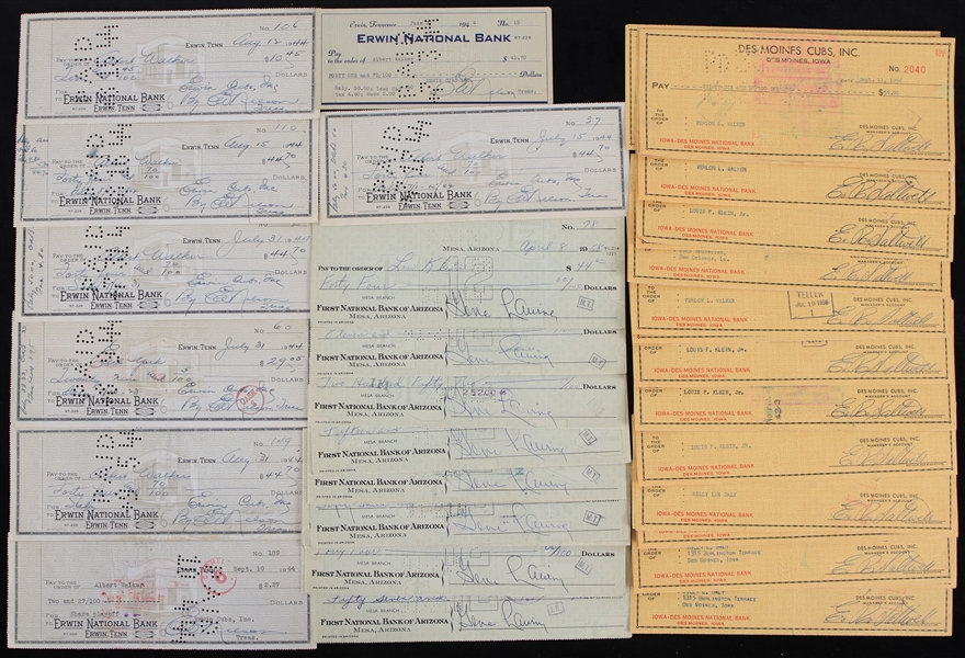 1944-58 Chicago Cubs Minor League Affiliate & Spring Training Signed Checks - Lot of 68