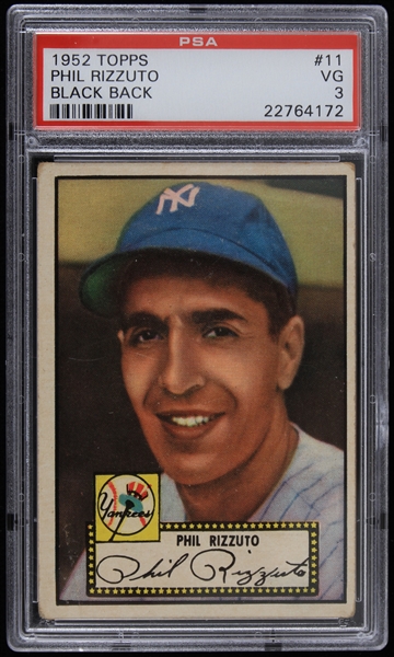 1952 Phil Rizzuto New York Yankess Topps Trading Card Black Back #11 (PSA Slabbed)