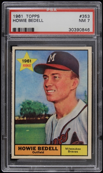 1961 Howie Bedell Milwaukee Braves Topps Baseball Trading Card (PSA Slabbed NM 7)