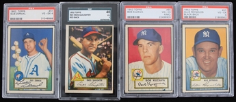 1952 Topps Slabbed Baseball Trading Cards - Lot of 4 w/ Gus Zernial, Enos Slaughter, Allie Reynolds & Bob Kuzava