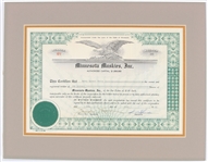 1968 Minnesota Muskies ABA 11" x 14" Matted Stock Certificate