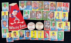 1950s-60s Vintage Baseball Memorabilia Collection - Lot of 43 w/ Fleer Baseball Greats Trading Cards, Early Wynn Signed Comiskey Park Go Go Sox Megaphone & Milwaukee Braves Facsimile Team Balls