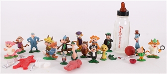 1961 Hanna Barbera Marx Tinykins Miniature Figures - Lot of 17 w/ Yogi Bear, Boo Boo, Huckleberry Hound, Dino & More