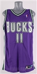 2003-06 TJ Ford Milwaukee Bucks Signed Game Worn Road Jersey (MEARS LOA/JSA)