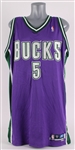 2002-03 Tim Thomas Milwaukee Bucks Signed Game Worn Road Jersey (MEARS LOA/JSA)