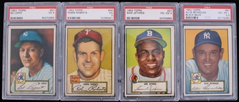 1952 Sam Jethroe Milwaukee Braves, Allie Reynolds New York Yankees and More Topps Trading Cards (PSA Slabbed) (Lot of 4)