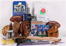 1960s-2000s Baseball Football Memorabilia Collection - Lot of 150+ w/ Sicks Stadium Seattle Pilots Postcards, Topps70 Baseball Trading Cards, SI Magazines, Rodgers Ties Favre Programs/Inserts & More