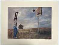 1970s Ernie Barnes Artist Signed 20" x 26" In The Beginning Basketball Lithograph (561/750) 