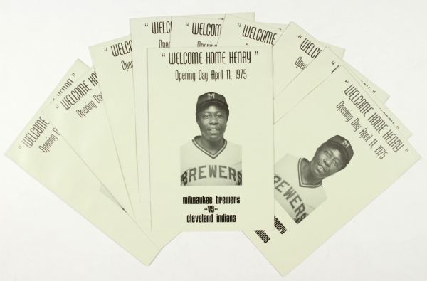 1975 Henry Aaron Milwaukee Brewers Welcome Home Henry Program (April 11, 1975) - Lot of 10