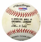 Chicago Cubs Multi-Signed ONL (White) Baseball (9 Signatures) Including Banks & Williams (PSA/DNA)