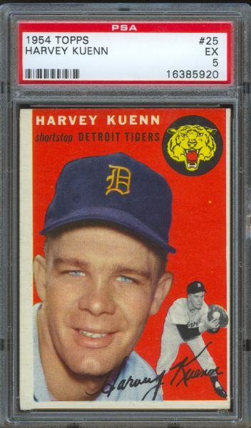 1954 Topps Tigers Harvey Kuenn RC #25 PSA EX 5