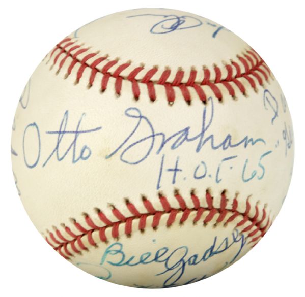 1989-94  Ray Nitschke Green Bay Packers Multi Signed ONL (White) Baseball Incl. Otto Graham (Sweet Spot) 12 Signatures - Nitschke, Graham, Lavelli, Reese, Feller, Etc. - JSA