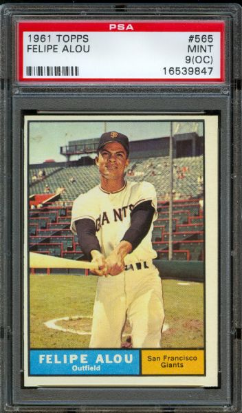 1961 Topps Giants Felipe Alou #565 PSA MINT 9 (OC)