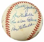 1989-94  Ray Nitschke Green Bay Packers Multi Signed ONL (White) Baseball Incl. Otto Graham (Sweet Spot) 12 Signatures - Nitschke, Graham, Lavelli, Reese, Feller, Etc. - JSA