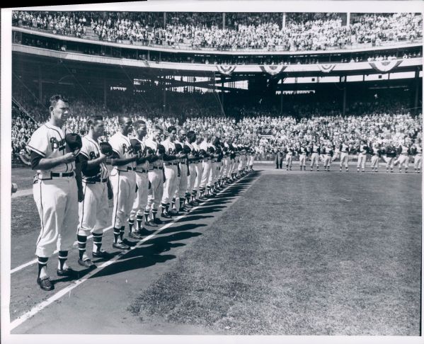 1960 Milwaukee Braves Opening Day "The Sporting News Collection Archives" Original Type 1 8"x10" Photos - Lot of 2 - (Sporting News Collection Hologram/MEARS Type 1 Photo LOA)