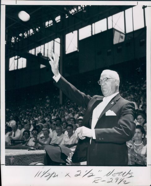 1960 Will Harridge Throwing Out 1st Pitch at All Star Game "The Sporting News Collection Archives" Original Type 1 8"x10" Photo (Sporting News Collection Hologram/MEARS Type 1 Photo LOA)