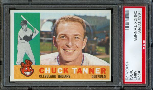1960 Topps Indians Chuck Tanner #279 PSA MINT 9 (OC)