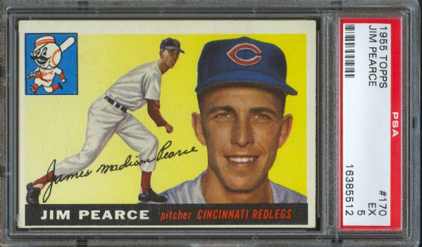 1955 Topps Reds Jim Pearce #170 PSA EX 5