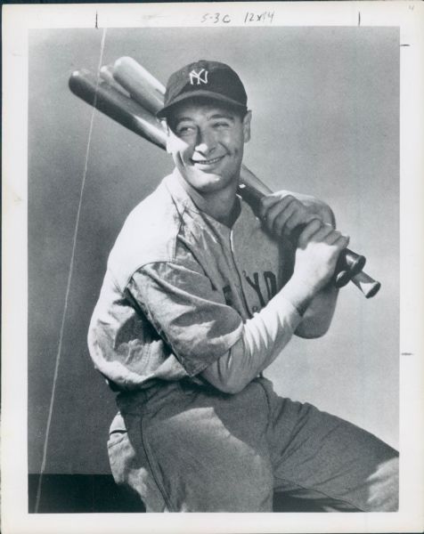 1934 depiction Lou Gehrig New York Yankees "The Sporting News Collection Archives" Original File Copy 7.5" x 9.5" Photo (Sporting News Collection Hologram/MEARS Photo LOA)
