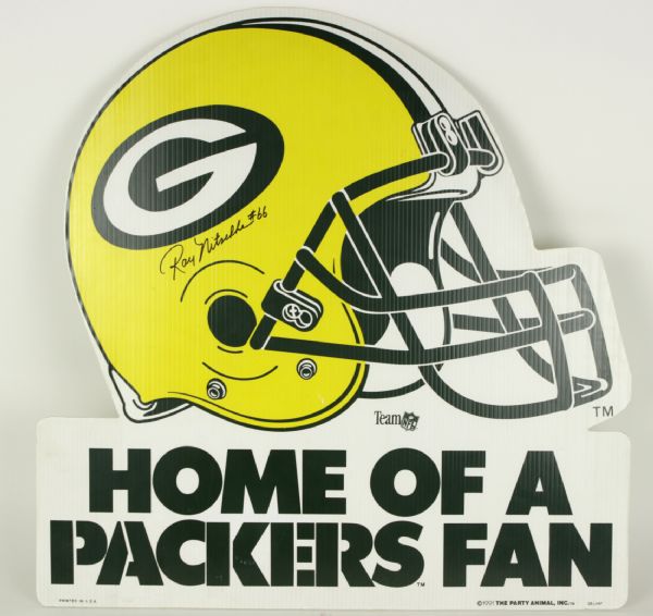 1991 Ray Nitschke Signed Green Bay Packers 2 x 2 Fan Sign - JSA