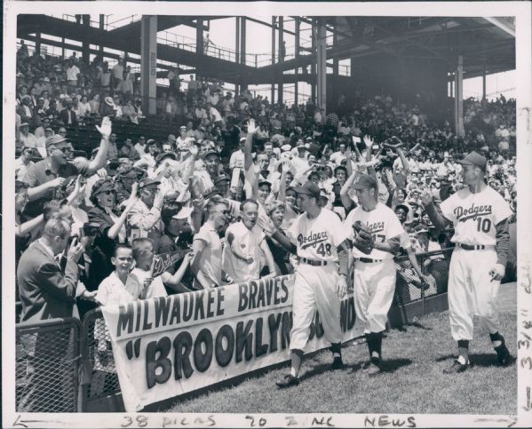 1953 Carl Erskine Rube Walker & Glenn Mickens Brooklyn Dodgers "The Sporting News Collection Archives" Original Type 1 8"x10" Photo (Sporting News Collection Hologram/MEARS Type 1 Photo LOA)