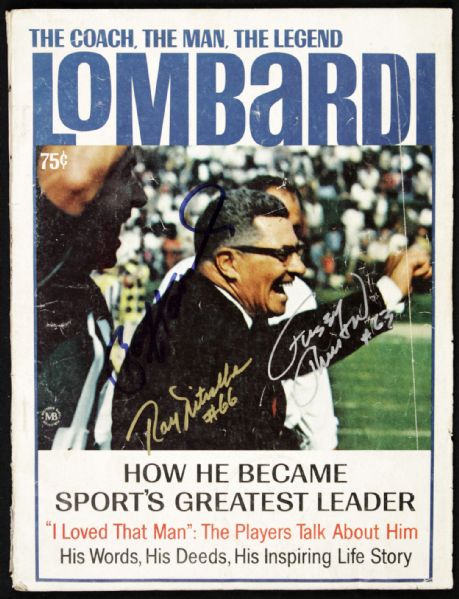1970 Ray Nitschke Fuzzy Thurston Paul Hornung Green Bay Packers Signed Lombardi Magazine - JSA