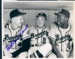 1957 Hank Aaron Red Schoendienst Fred Haney Milwaukee Braves 8" x 10" First Generation Press Wire Photo Signed by Schoendienst - JSA