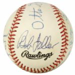 1989-94  Ray Nitschke Green Bay Packers Multi Signed ONL (White) Baseball Incl. Otto Graham (Sweet Spot) 12 Signatures - Nitschke, Graham, Lavelli, Reese, Feller, Etc. - JSA