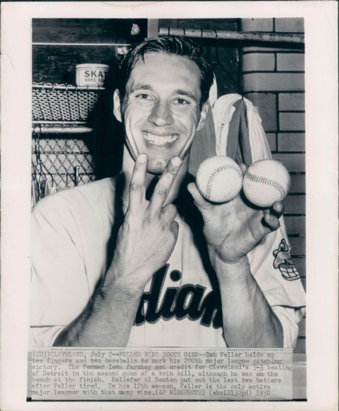 1950 Bob Feller Cleveland Indians "The Sporting News Collection Archives" Original Type 1 8"x10" Photo (Sporting News Collection Hologram/MEARS Type 1 Photo LOA)